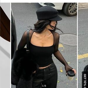 Chic Chocolate Sheer Sleeve Crop Top NWT (size L)